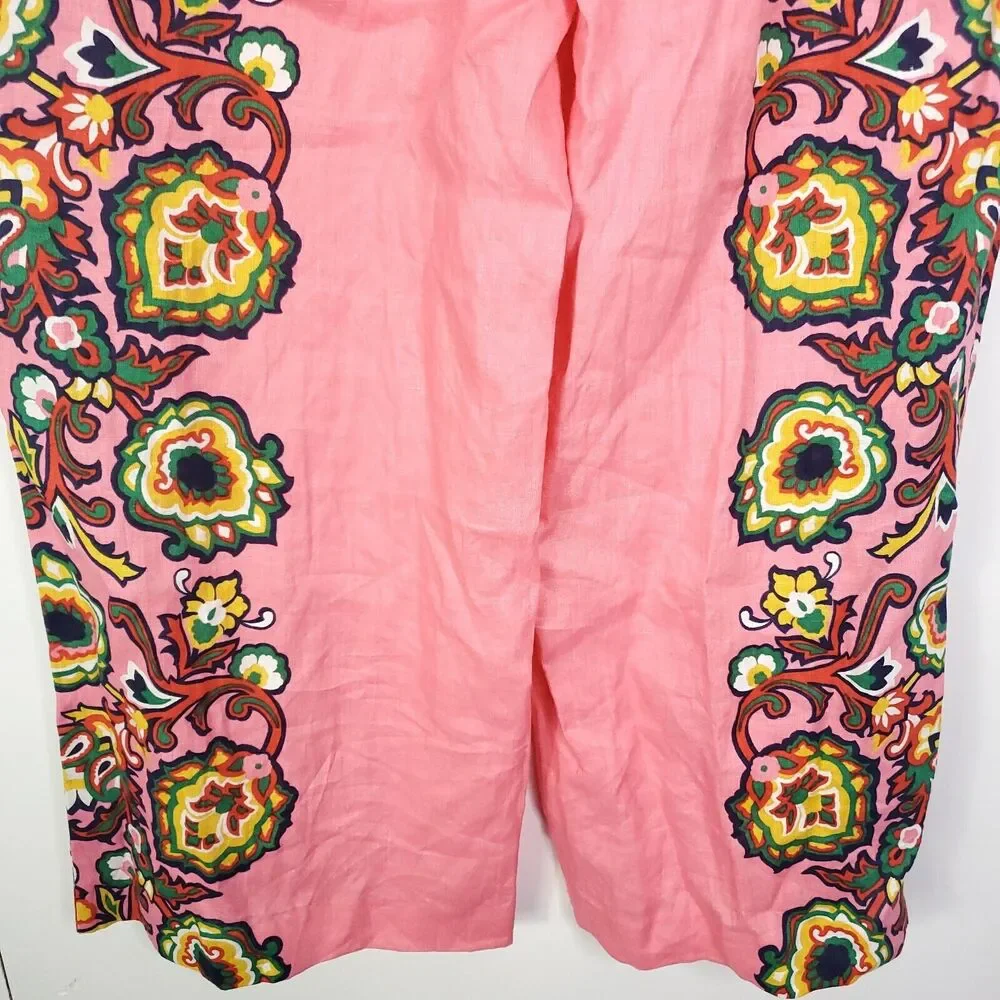 Boden Pants Womens L Wide Leg Colorful Boho Hippie Feminine 70s Pull On Pink - Picture 8 of 10